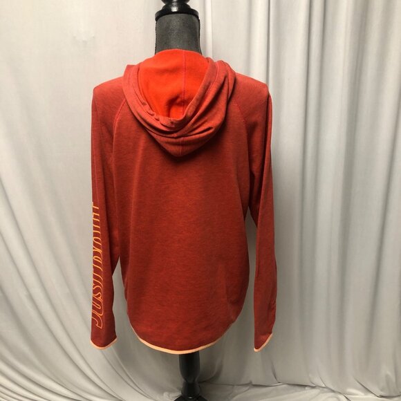 Nike Dri Fit Hoodie Womens Size Large Just Do It Orange Pullover Sweatshirt - Picture 4 of 8